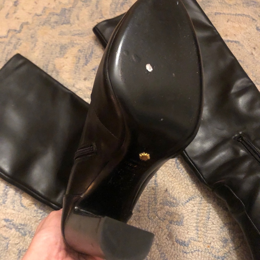 STUART WEITZMAN Vida 100 Knee High Leather Boots Black sz 10 40.5 - Picture 5 of 6